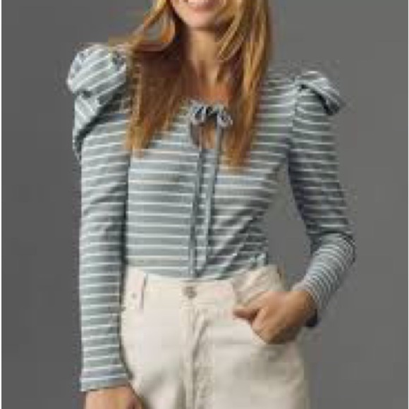 ANTHROPOLOGIE PORRIDGE NWT PUFF SLEEVE TOP XL - Picture 1 of 5